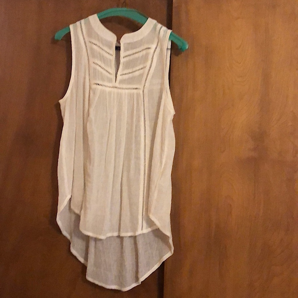 Anthropologie White Sleeveless Top Small